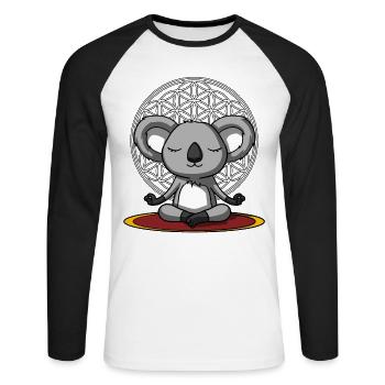 Cute Koala Bear Zen Yoga Meditation - Unisex Long Sleeve Baseball T-Shirt - white/black - Front - Nik (191cm)