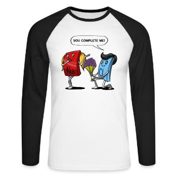 Chimie Vous Me Complétez Drôle Science Sodium - T-shirt baseball manches longues Homme - blanc/noir - Devant - Nik (191cm)