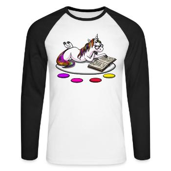 Livre de lecture de licorne magique ballot - T-shirt baseball manches longues Homme - blanc/noir - Devant - Nik (191cm)