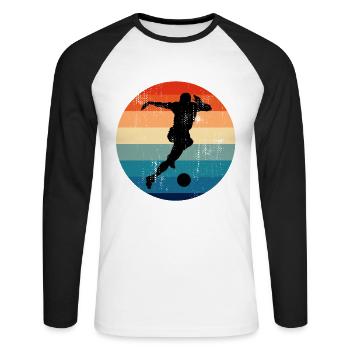 Soccer Player Soccer Striker Penalty - Unisex Long Sleeve Baseball T-Shirt - white/black - Front - Nik (191cm)
