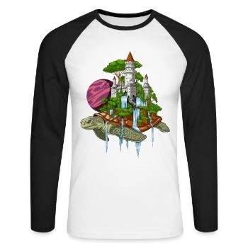 Tortue cosmique - T-shirt baseball manches longues Homme - blanc/noir - Devant - Nik (191cm)
