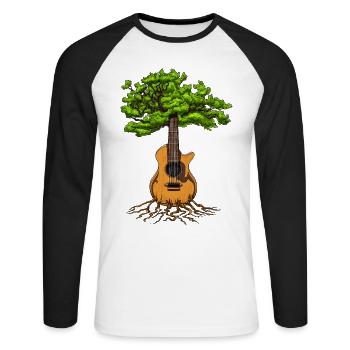 Guitare Acoustique Zen Tree Of Life - T-shirt baseball manches longues Homme - blanc/noir - Devant - Nik (191cm)