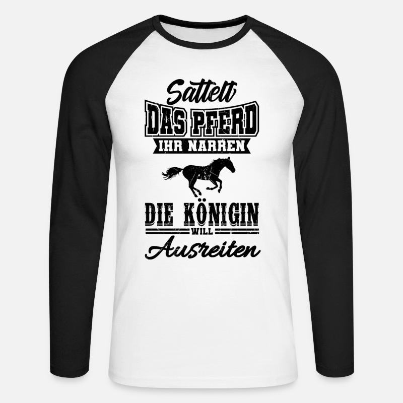 Pferdespruch Pferdesprüche Geschenkidee - Unisex Baseballshirt langarm - Weiß/Schwarz