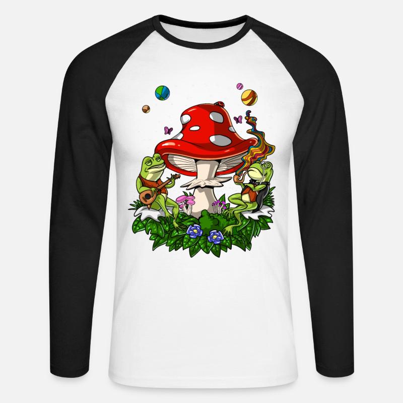 Bufo Alvarius Frog Psychedelic Trip - Unisex Baseballshirt langarm - Weiß/Schwarz