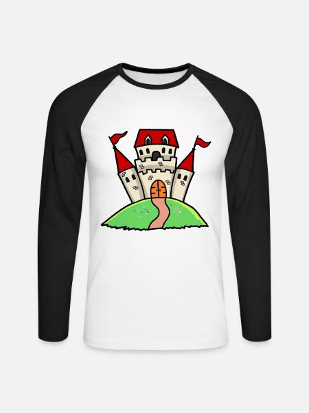 Burg Ritterburg Schloss Festung Ritterburg Kinder - Langærmet herre-baseballshirt - hvid/sort