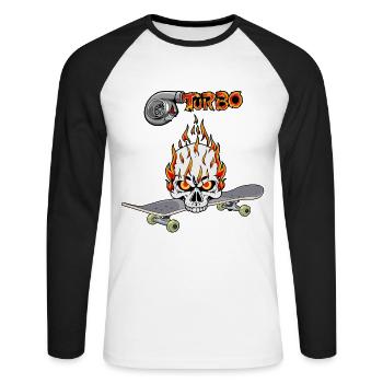 Skateboard Turbo Youth Skater Skull - Unisex Long Sleeve Baseball T-Shirt - white/black - Front - Nik (191cm)