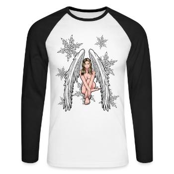 Noël ange de Noël - T-shirt baseball manches longues Homme - blanc/noir - Devant - Nik (191cm)