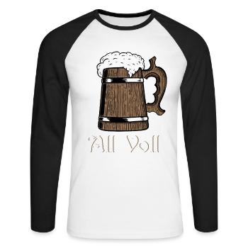 Mittelalter Trinkspruch all voll Ritter Bierkrug - Unisex Baseballshirt langarm - Weiß/Schwarz - Vorne - Nik (191cm)