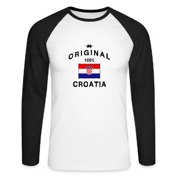 Kroatien kroatisch Zagreb Istrien Dalmatien Rijeka - Unisex Baseballshirt langarm - Weiß/Schwarz - Vorne - Nik (191cm)