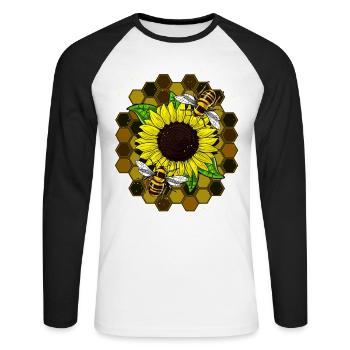 Sunflower Bees Hippie - Unisex Long Sleeve Baseball T-Shirt - white/black - Front - Nik (191cm)