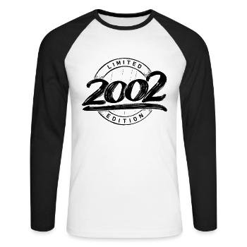 Édition Limitée 20 ans anniversaire millésime 2002 - T-shirt baseball manches longues Homme - blanc/noir - Devant - Nik (191cm)
