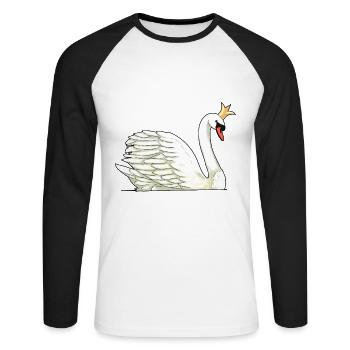 Cygne Oiseaux Faune Roi Majesté Cygnes Animal - T-shirt baseball manches longues Homme - blanc/noir - Devant - Nik (191cm)