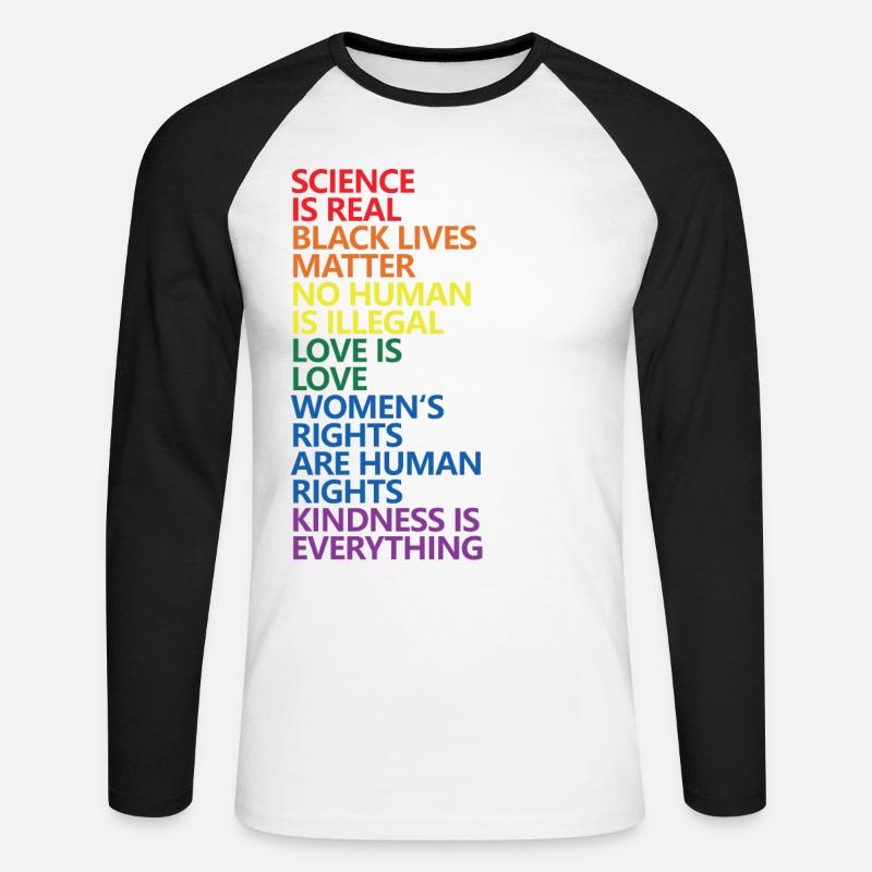 Science Is Real Black Lives Matter LGBT Pride BLM - Unisex Baseballshirt langarm - Weiß/Schwarz