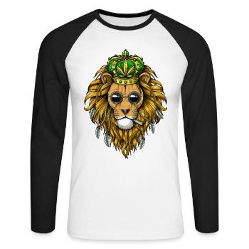 Löwe Hippie Stoner, der Unkraut raucht - Unisex Baseballshirt langarm - Weiß/Schwarz - Vorne - Nik (191cm)