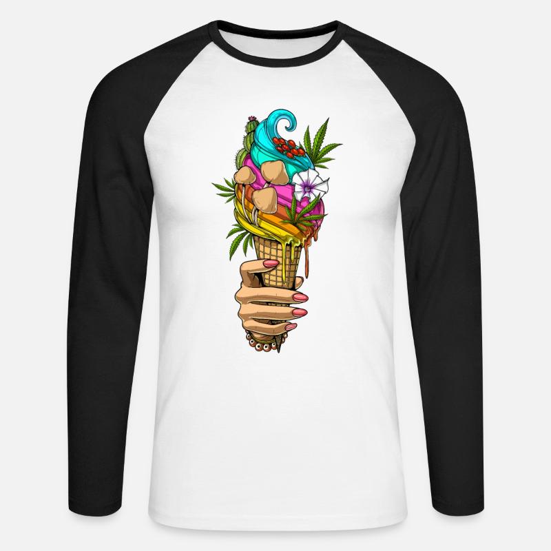 Psychedelisches Eis - Unisex Baseballshirt langarm - Weiß/Schwarz