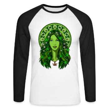 Unkrautgöttin Stoner - Unisex Baseballshirt langarm - Weiß/Schwarz - Vorne - Nik (191cm)