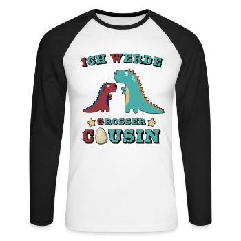 Je vais être cousin pour les grands cousins 2020 - T-shirt baseball manches longues Homme - blanc/noir - Devant - Nik (191cm)