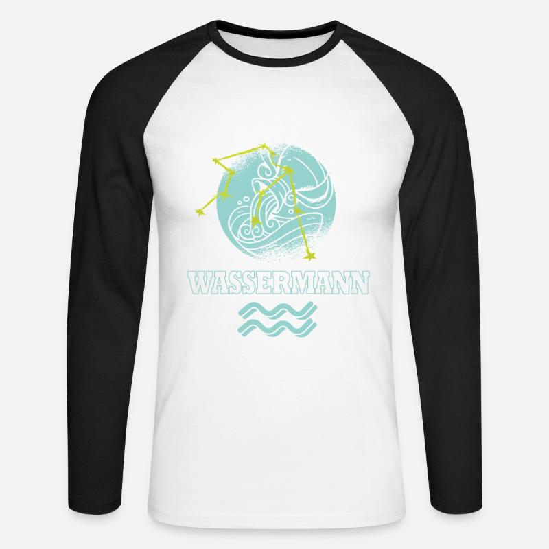 Sternzeichen Wassermann mit Sternenbild - Unisex Baseballshirt langarm - Weiß/Schwarz
