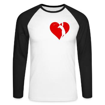 Golfer Golf spielern Frau I love golf - Unisex Baseballshirt langarm - Weiß/Schwarz - Vorne - Nik (191cm)
