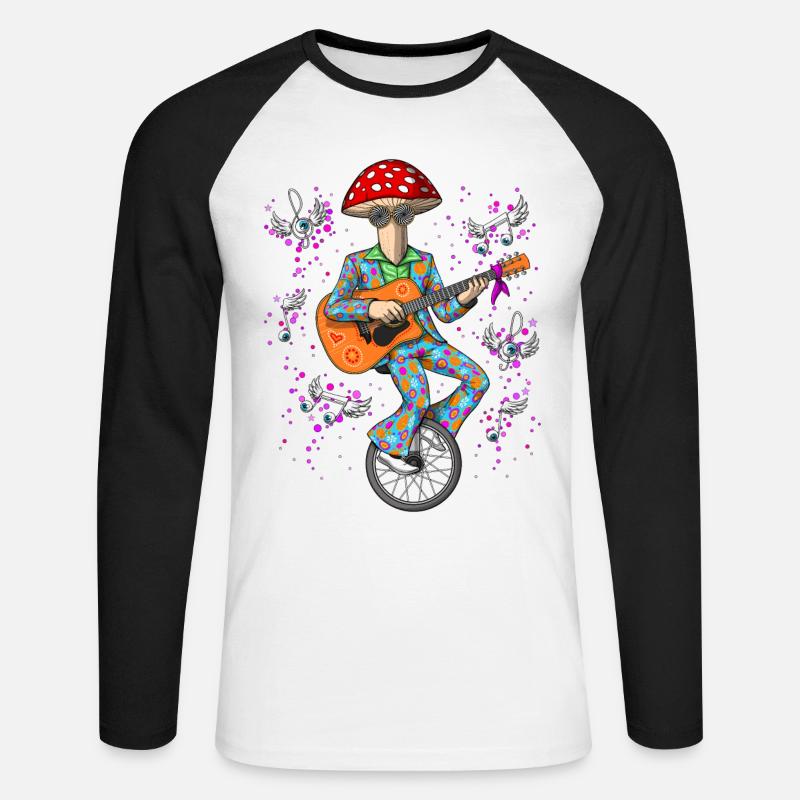 Disco Magic Mushroom - Unisex Baseballshirt langarm - Weiß/Schwarz