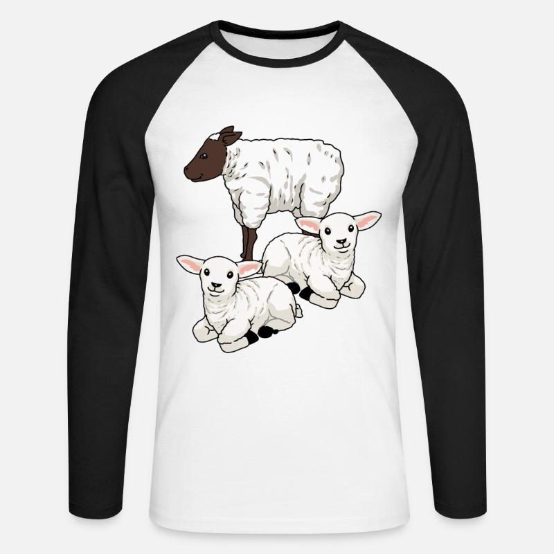 Pecore Pecore Ungulati Agnello Pasqua Montone Mandria - Maglia da baseball a manica lunga da uomo - bianco/nero