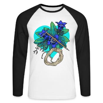 Coeur Gentiane Outdoor Alpinisme Montagnes Escalade - T-shirt baseball manches longues Homme - blanc/noir - Devant - Nik (191cm)