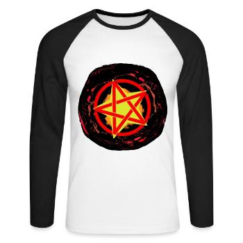 Satan Teufel Pentagramm Hölle Tod Ritual Okkult - Unisex Baseballshirt langarm - Weiß/Schwarz - Vorne - Nik (191cm)