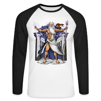Greek God Zeus - Unisex Long Sleeve Baseball T-Shirt - white/black - Front - Nik (191cm)