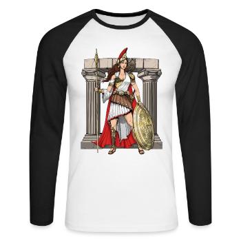 Déesse grecque d’Athéna - T-shirt baseball manches longues Homme - blanc/noir - Devant - Nik (191cm)