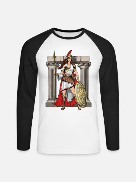 Déesse grecque d’Athéna - T-shirt baseball manches longues Homme - blanc/noir