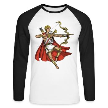 Altgriechischer Gott Apollo - Unisex Baseballshirt langarm - Weiß/Schwarz - Vorne - Nik (191cm)