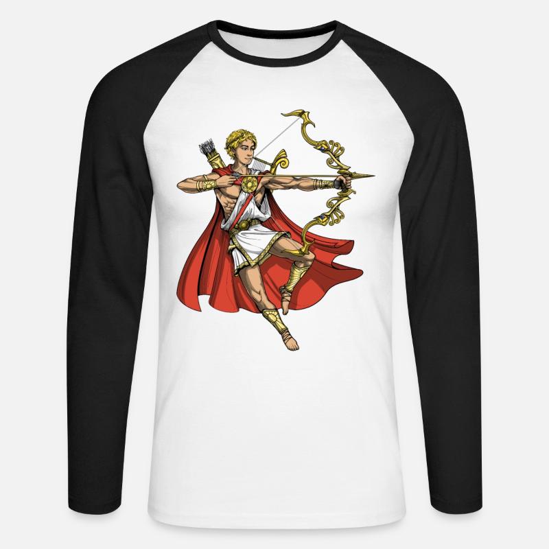 Antico dio greco Apollo - Maglia da baseball a manica lunga da uomo - bianco/nero