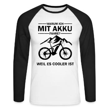 E-Bike E-Mtb Elektrofahrrad Ebike - Unisex Baseballshirt langarm - Weiß/Schwarz - Vorne - Nik (191cm)