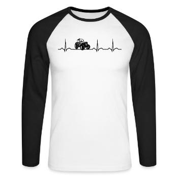 Tractor heartbeat farmer farmer tractor driving - Unisex Long Sleeve Baseball T-Shirt - white/black - Front - Nik (191cm)