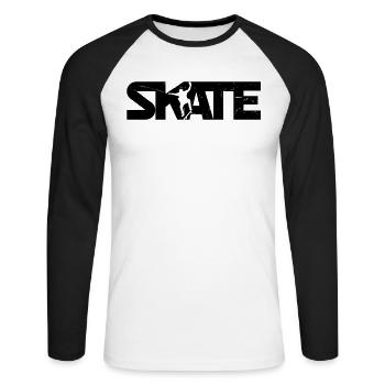 Skateboard skateboard cadeau skateboard skateboard - T-shirt baseball manches longues Homme - blanc/noir - Devant - Nik (191cm)