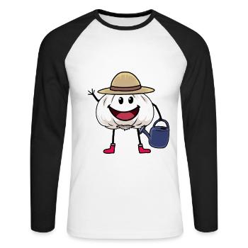 Garlic Gardener Gardening Harvest Garden Vegetables - Unisex Long Sleeve Baseball T-Shirt - white/black - Front - Nik (191cm)