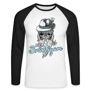 JGA Männer Junggesellenabschied Tracht Bayern Berg - Unisex Baseballshirt langarm - Weiß/Schwarz - Vorne - Nik (191cm)