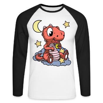 Good night Dino Toddlers Baby kids heavenly - Unisex Long Sleeve Baseball T-Shirt - white/black - Front - Nik (191cm)