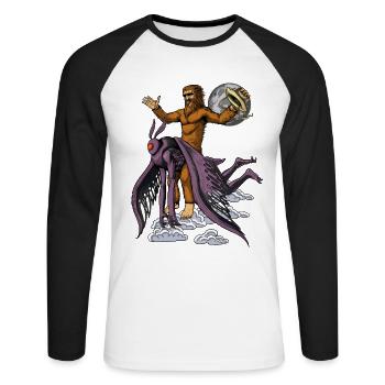 Bigfoot Équitation Mothman - T-shirt baseball manches longues Homme - blanc/noir - Devant - Nik (191cm)