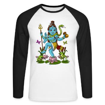 Bébé Shiva Hindou Nataraja - T-shirt baseball manches longues Homme - blanc/noir - Devant - Nik (191cm)