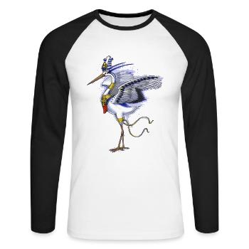 Ägyptische Mythologie Gottheit Benny - Unisex Baseballshirt langarm - Weiß/Schwarz - Vorne - Nik (191cm)