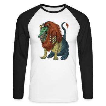 Mythologie égyptienne Divinité Ammit - T-shirt baseball manches longues Homme - blanc/noir - Devant - Nik (191cm)