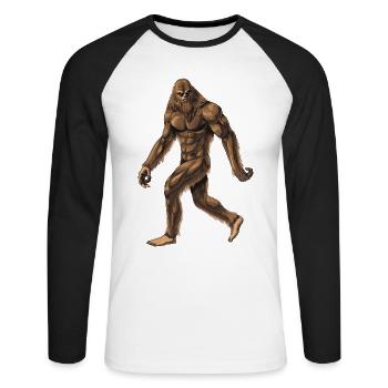 Créature cryptide Bigfoot - T-shirt baseball manches longues Homme - blanc/noir - Devant - Nik (191cm)