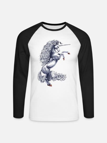Mythisches magisches Einhorn - Unisex Baseballshirt langarm - Weiß/Schwarz