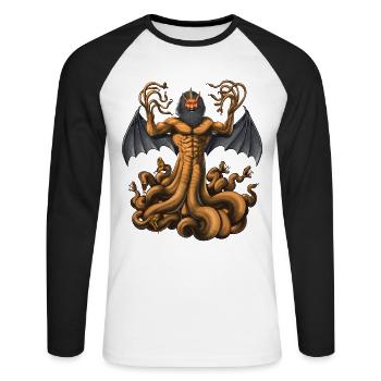 Mythologie grecque Divinité Typhon - T-shirt baseball manches longues Homme - blanc/noir - Devant - Nik (191cm)