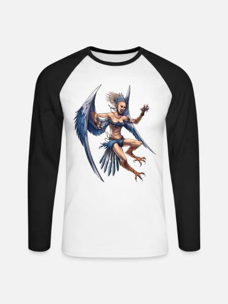 Greek Mythology Deity Harpy - Unisex Long Sleeve Baseball T-Shirt - white/black