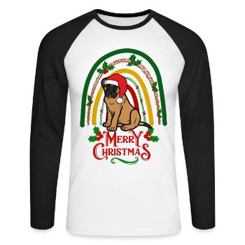 Sweet Bullmastiff Christmas Lover Kawaii - Unisex Long Sleeve Baseball T-Shirt - white/black - Front - Nik (191cm)