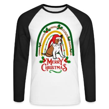 Süßer Basenji Weihnachten Hund - Unisex Baseballshirt langarm - Weiß/Schwarz - Vorne - Nik (191cm)