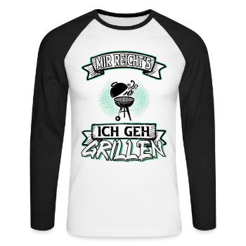 Grill Grillen Griller BBQ Spruch Lustig Humor - Unisex Baseballshirt langarm - Weiß/Schwarz - Vorne - Nik (191cm)