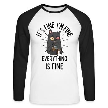 coffee cat funny saying tired cat coffee - Unisex Long Sleeve Baseball T-Shirt - white/black - Front - Nik (191cm)